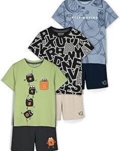 HELLCAT Boys Dress Clothing Set Combo with Tshirts & Shorts - Pack 3