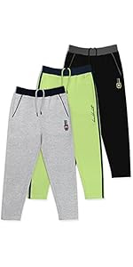 HELLCAT Boys Regular Fit Blended Cotton Stylish Track Pants - Pack of 3